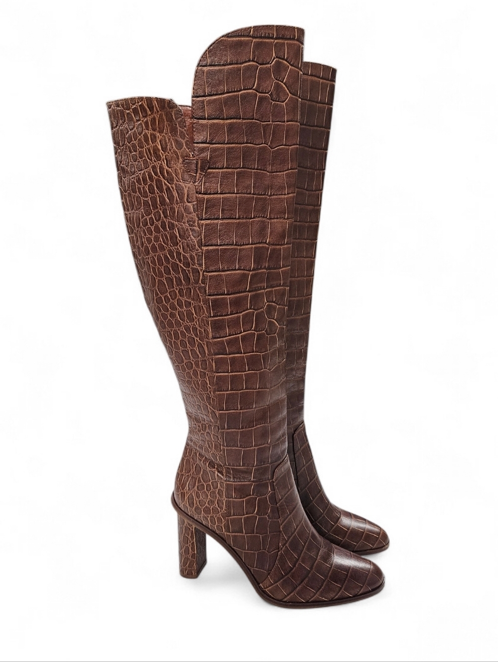 Vince Camuto Palley Embossed Leather Over The Knee Boots In Redwood Brown Sz 7.5 - Picture 6 of 12
